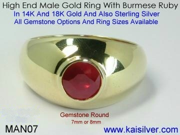 mens ruby ring gold or silver