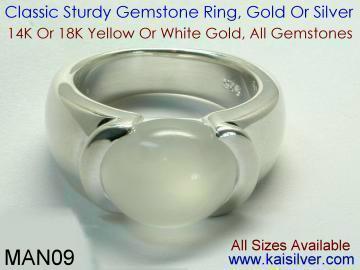 mens moonstone ring gold or silver