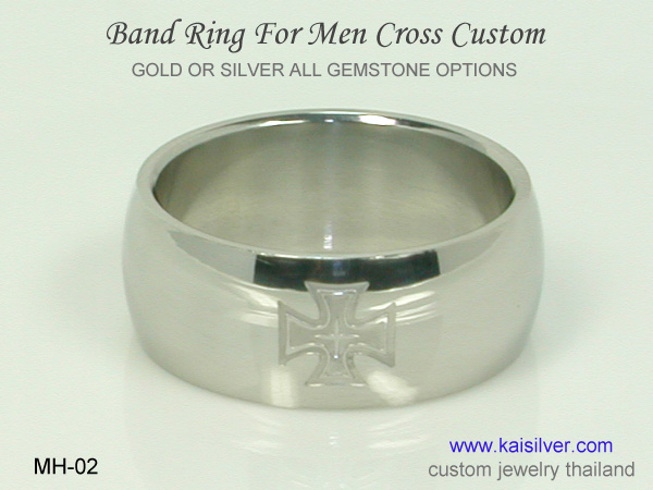 cross ring for men band gold or silver