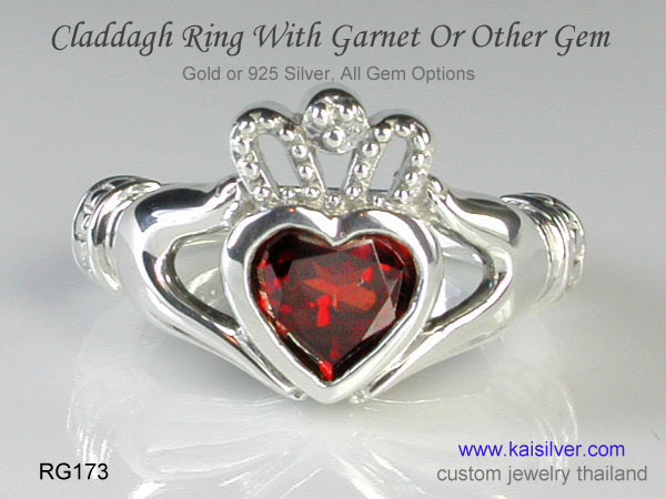 garnet heart gemstone ring