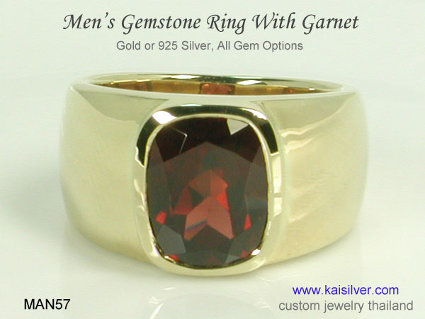 wedding ring gold or silver garnet 