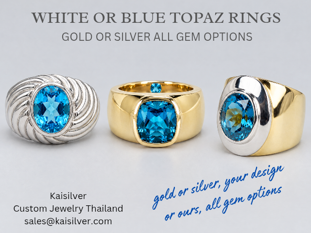 silver or gold topaz rings for men custom made
