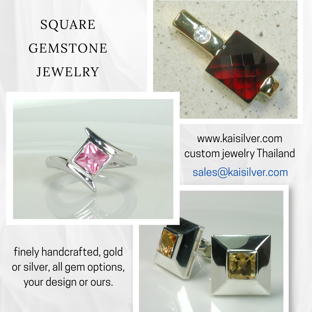 square jewelry with square gemstones