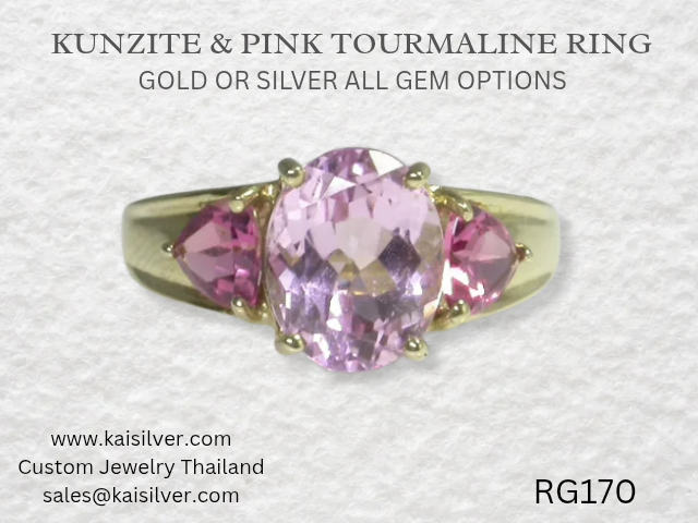 kunzite ring gold or silver