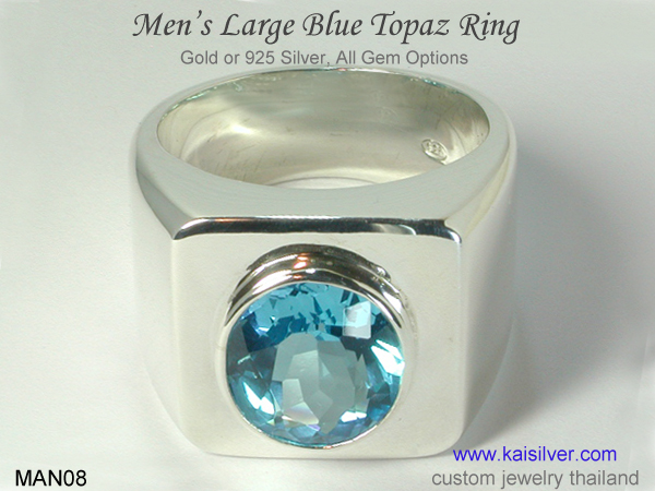 big ring blue toaz men's ring