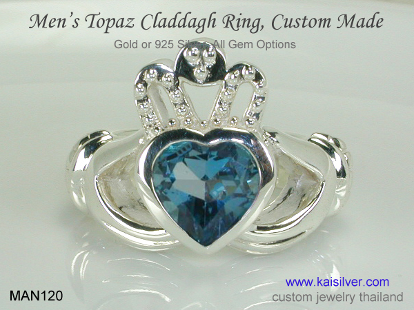 men's topaz ring the claddagh