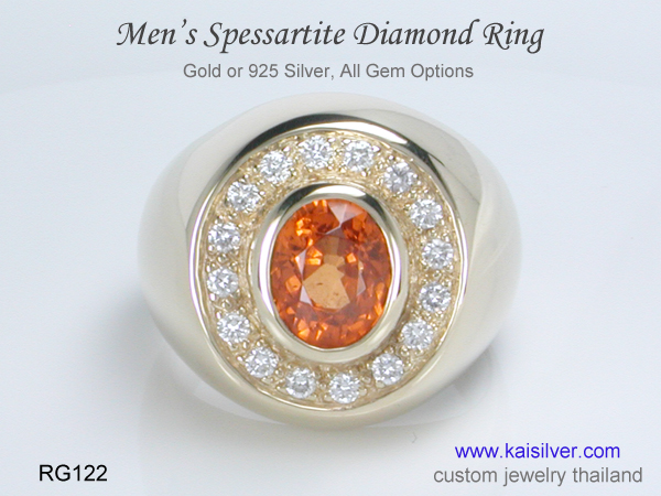 spessartite garnet diamond ring 