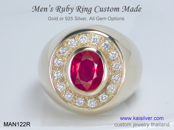 gold and silver ruby ring for men