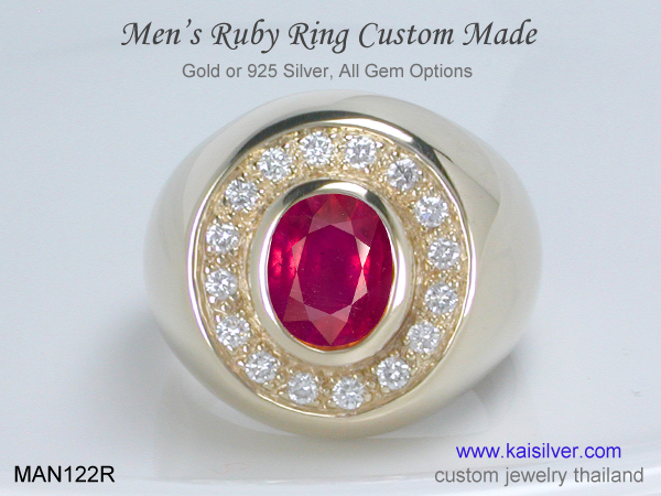 big men's rings ruby and diamond