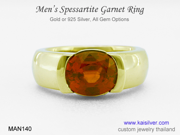 spessartite garnet ring men's 