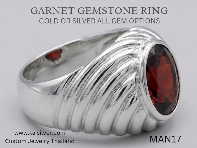 gemstone ring for men with garnet