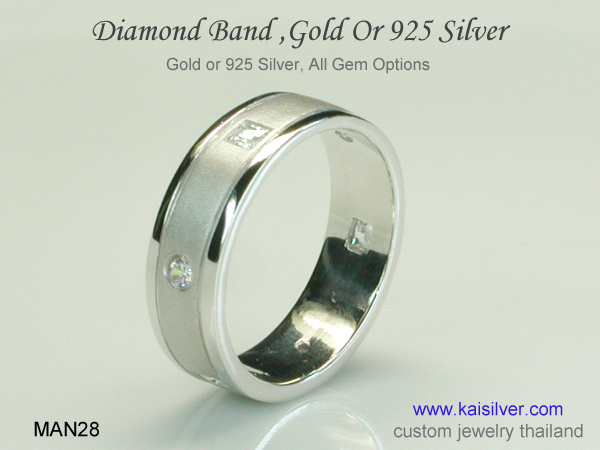 gold or silver  diamond ring band 