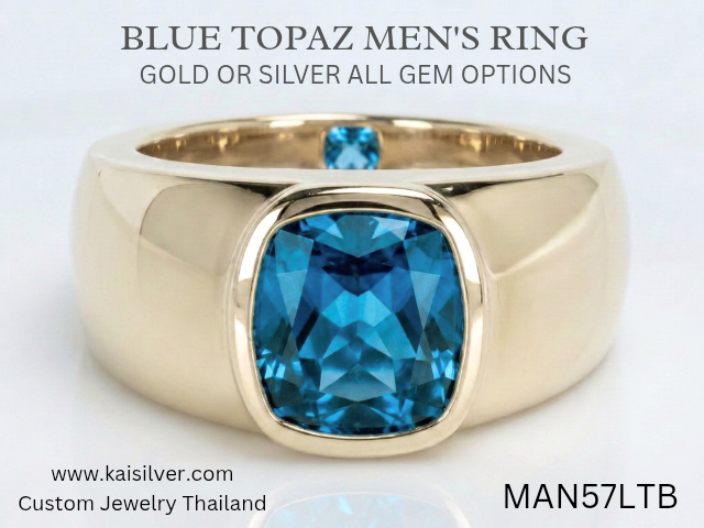 blue topaz men's ring