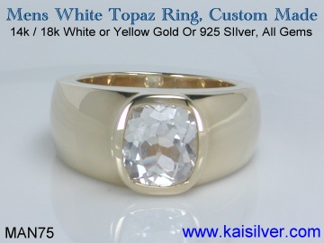 mens white topaz gemstone ring