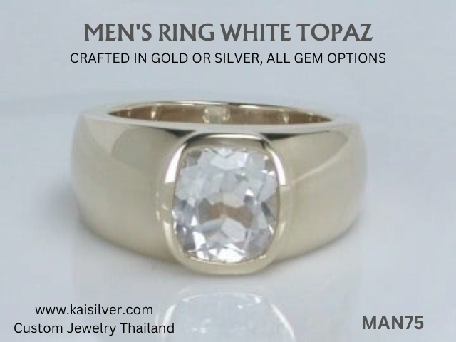 white topaz ring for men