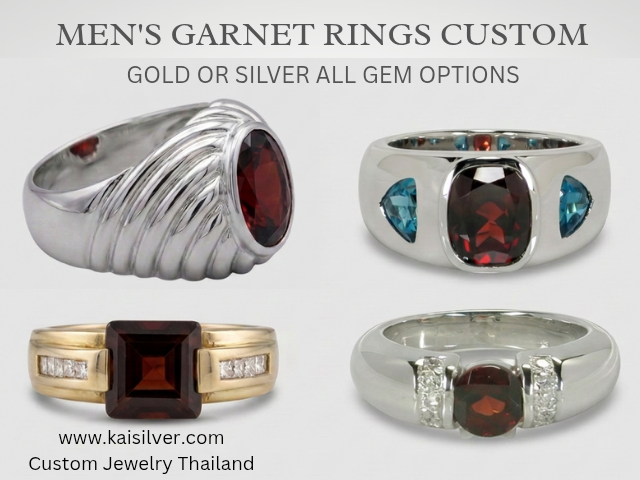 gold or silver garnet rings for men