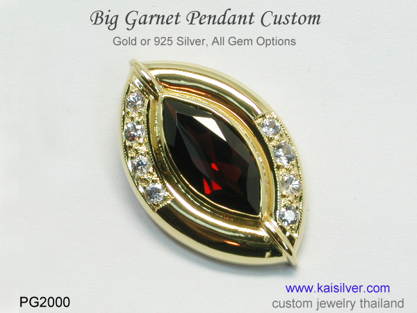garnet gold or silver pendant
