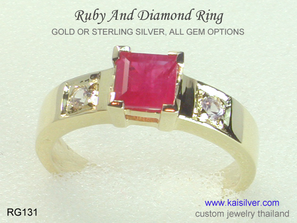 ruby diamond ring square ruby gemstone
