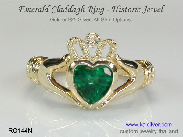 claddagh gemstone ring