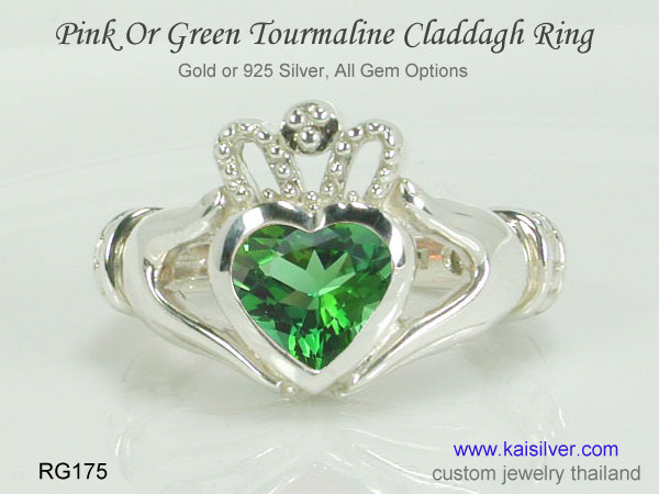 claddagh gemstone ring