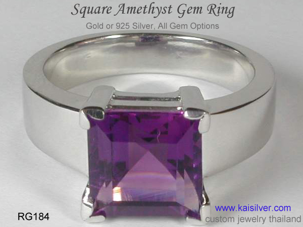 big ring for men square amethyst