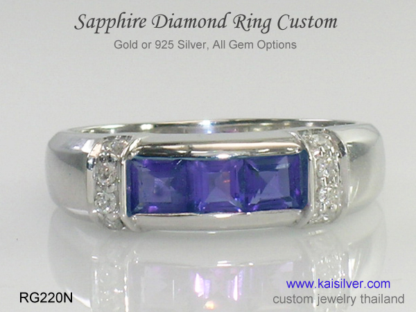 sapphire band ring gold or silver