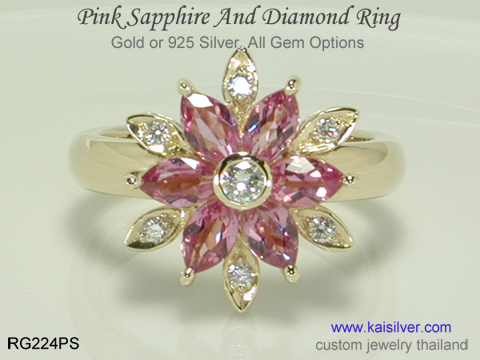 pink sapphire diamond ring blue