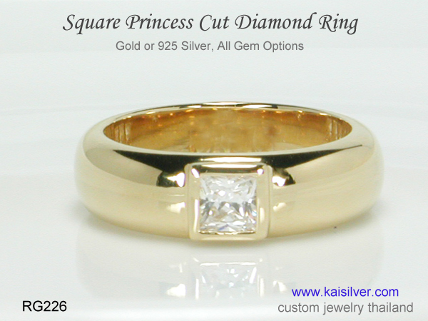 square diamond princess cut ring