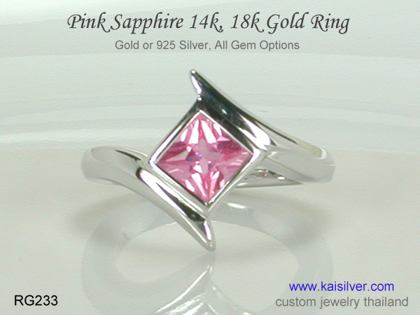 square sapphire ring gold