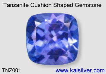 cushion shaped loose tanzanite gemstone